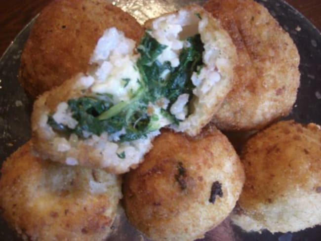 Arancine version salée aux épinards et mozzarella