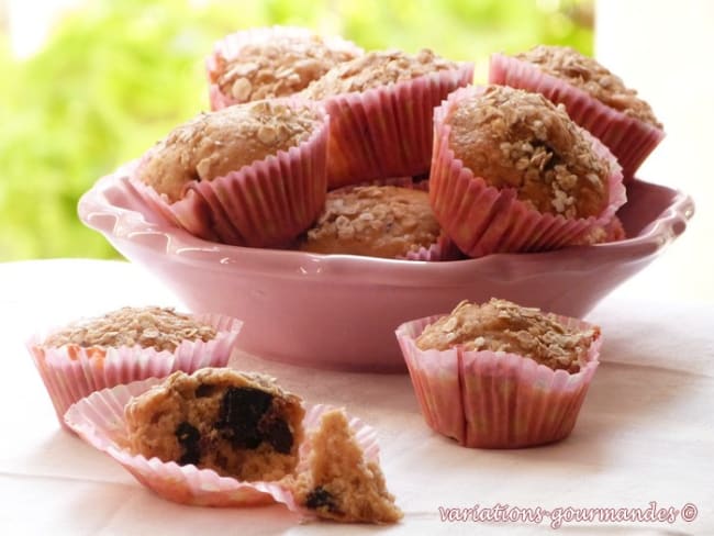 Muffins "lait ribot, flocons d'avoine et cerises"