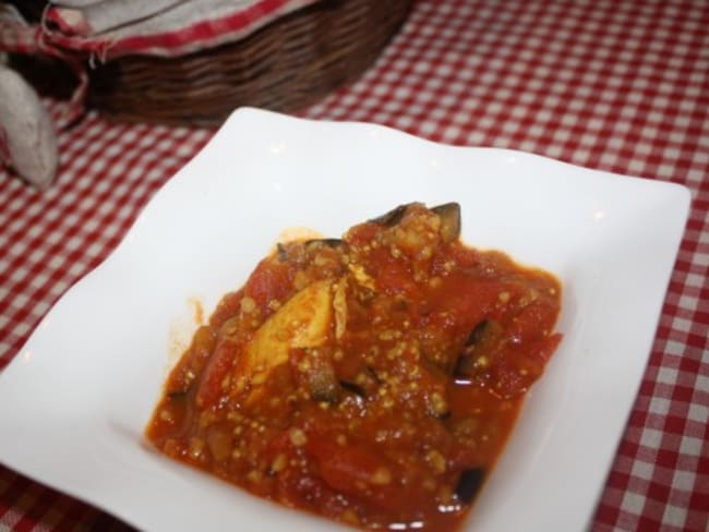 Mijoté d’aubergines au colombo et son blé quinoa