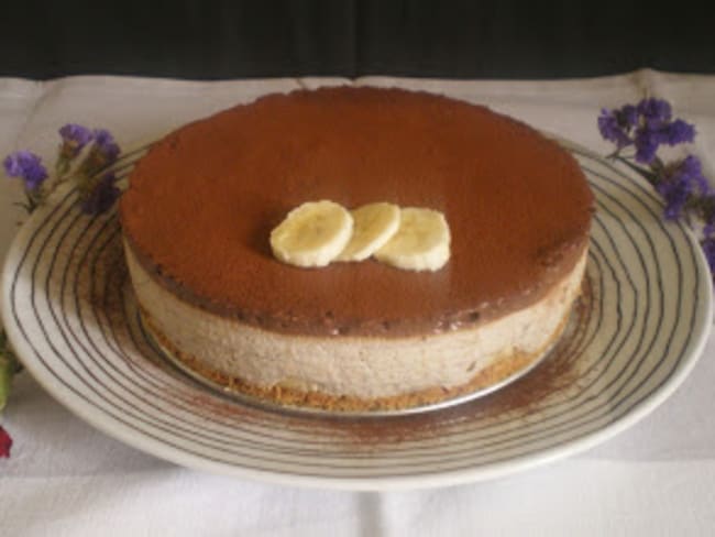 Entremet speculoos, mousse bananes et mousse chocolat noir