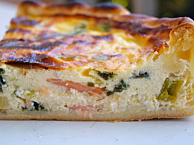 Quiche aux poireaux et saumon