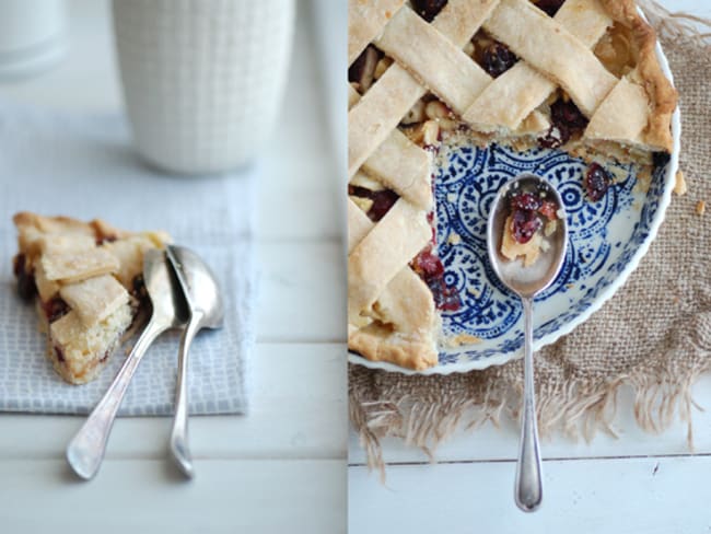 Tourte aux pommes, canneberges et miel