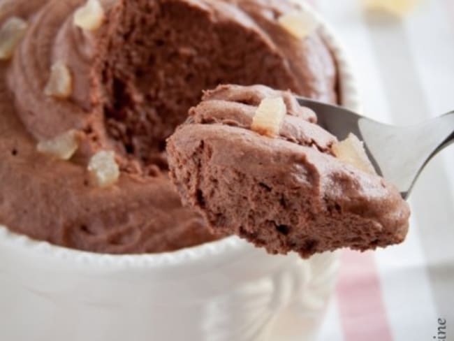 Mousse légère au chocolat et gingembre confit