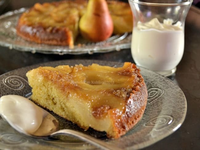 Gateau renversé aux poires bio