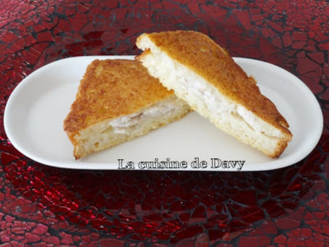 Sandwichs poulet/mozzarella façon pain perdu