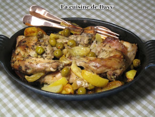 Lapin au citron, gingembre et olives