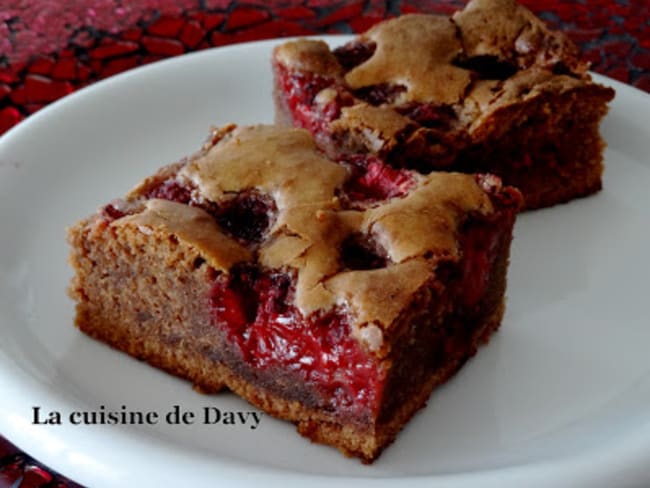 Brownie chocolat au lait et framboise