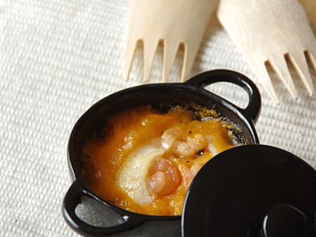 Minis gratins de crevettes à la tomate