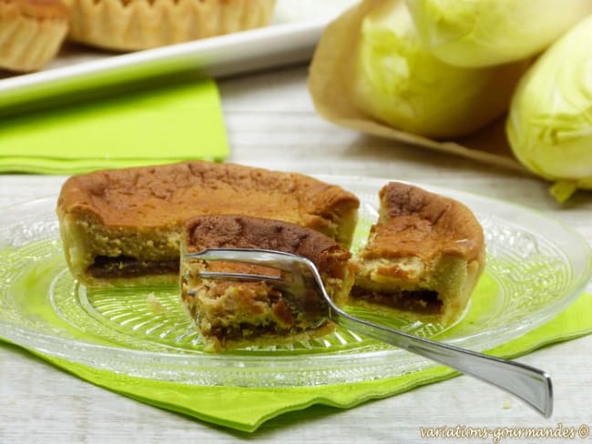 Tartelettes sucrées au confit d'endives et orange, crème au mascarpone