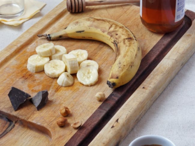 Smoothie banane, chocolat, noisette