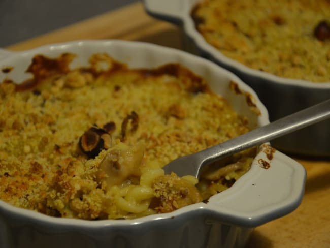 Gratin de pâtes à la béchamel de légumes pour recycler les restes