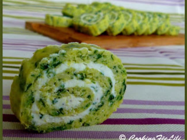 Roulé apéritif épinards/wasabi et fromage de chèvre