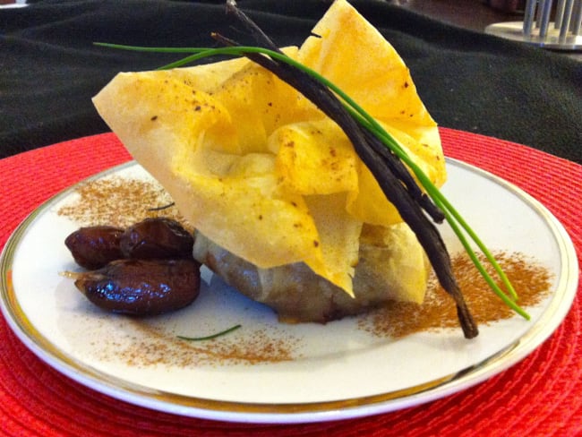 Aumônière de poulet a la vanille et aux épices (sucré-salé)