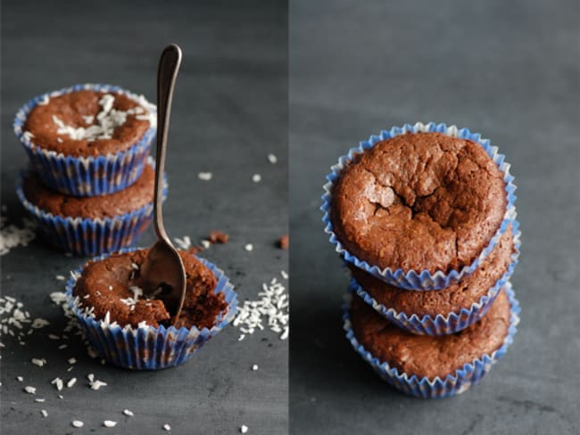 Minis brownies chocolat et noix de coco