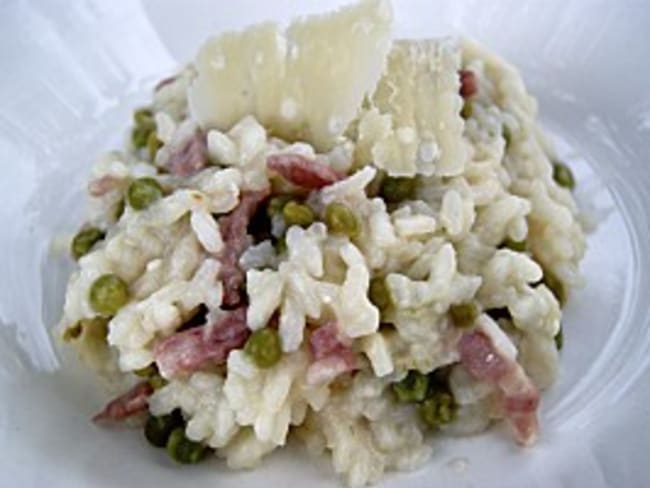 Risotto aux petits pois et lardons