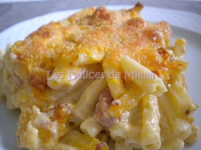 Gratin de macaronis aux lardons