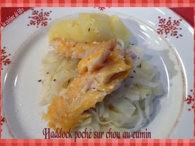 Haddock poché et chou au cumin