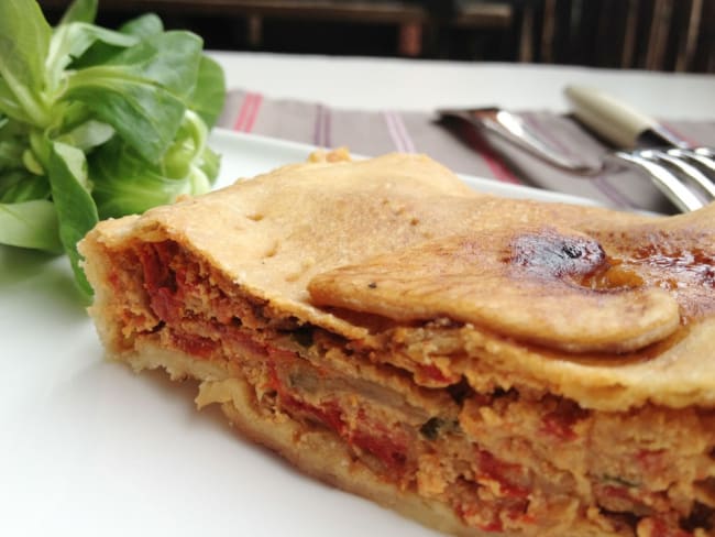 Tourte poivrons, ricotta et basilic