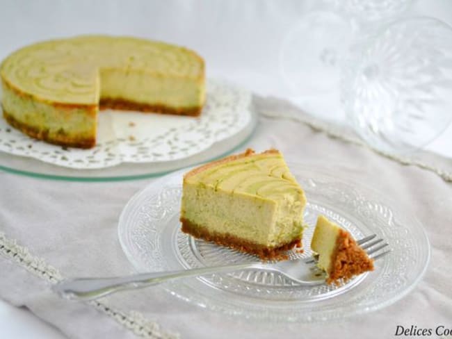 Cheesecake marbré à la banane et thé Matcha