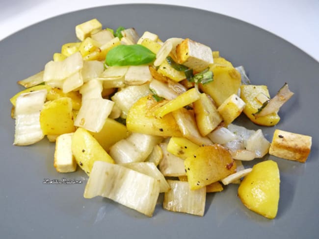 Poêlée de côtes de blettes, pommes de terre et tofu