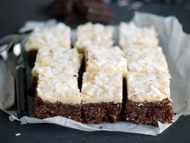 Brownie chocolat blanc et noix de coco