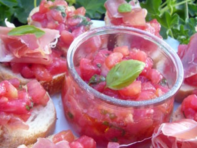 Bruschettas Tomates et Jambon de Parme