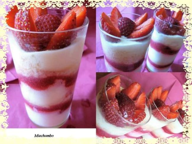 CREME DE MASCARPONE AUX FRAISES ET FRAMBOISES façon tiramisù