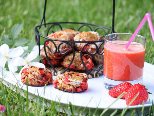 Scones aux pralines roses