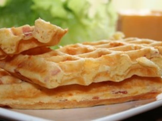 Gaufres salées au bacon et cheddar