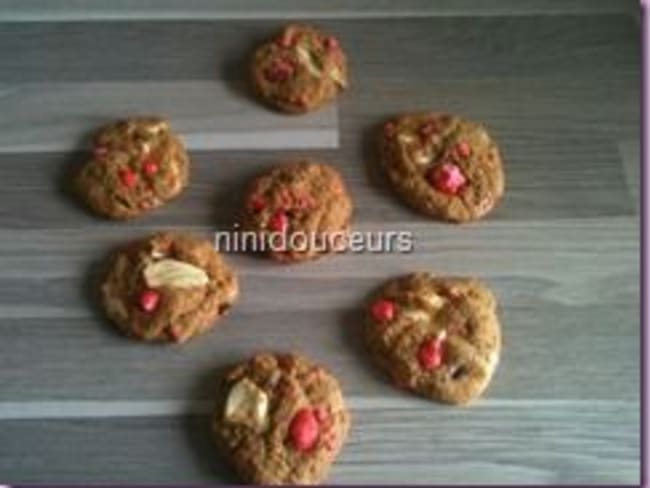 Cookies pralines roses chocolat blanc