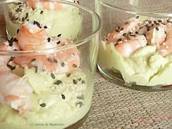 Verrines mousse d'avocat et crevettes