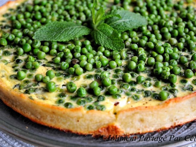 Tarte aux petits pois, chèvre et menthe