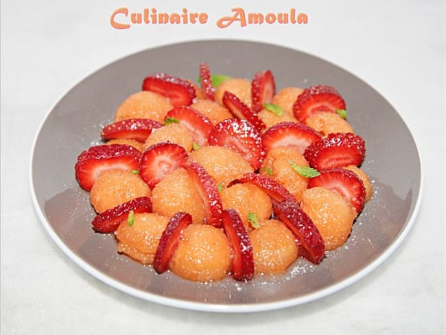 Salade de melon et fraises à la vanille