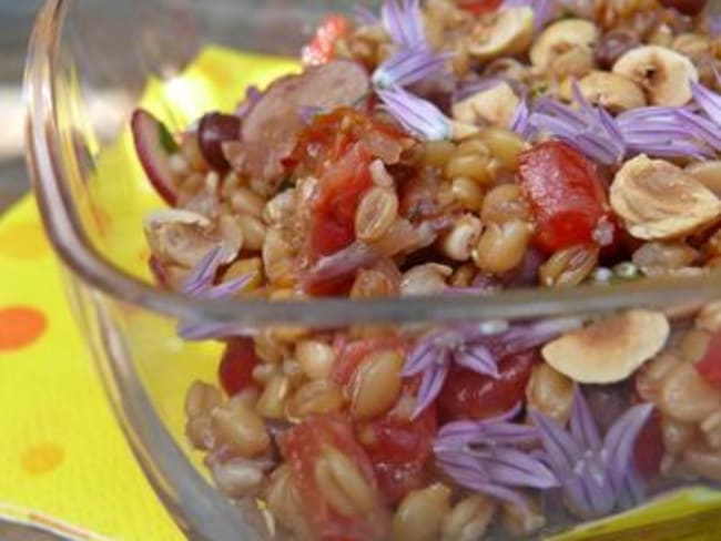 Salade de petit épeautre et haricots azukis