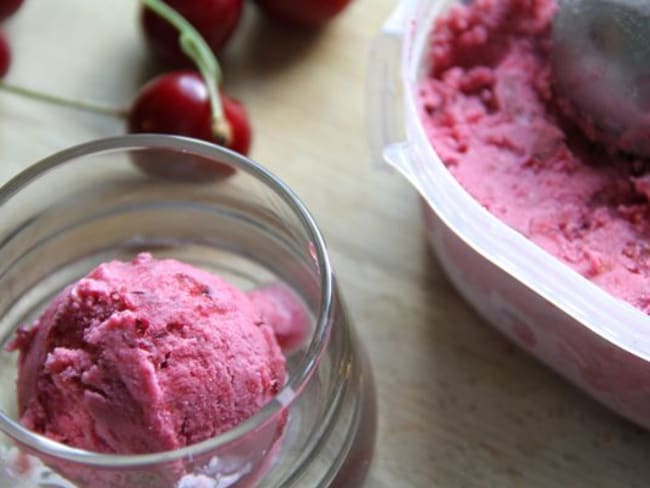 Glace cerises et mascarpone