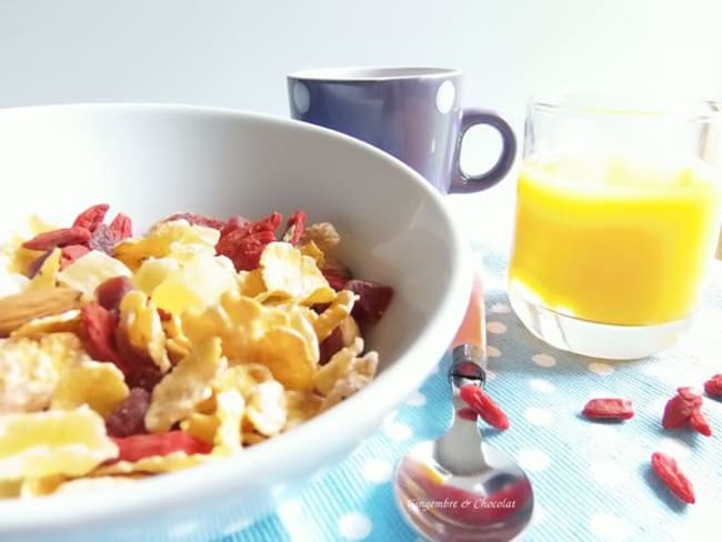 céréales aux fruits, aux amandes et baies de goji