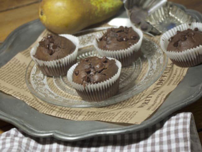 Muffins chocolat, poire et sirop d’érable
