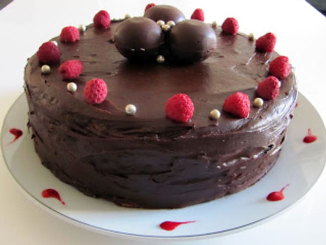 Gâteau de mousse chocolat et framboises