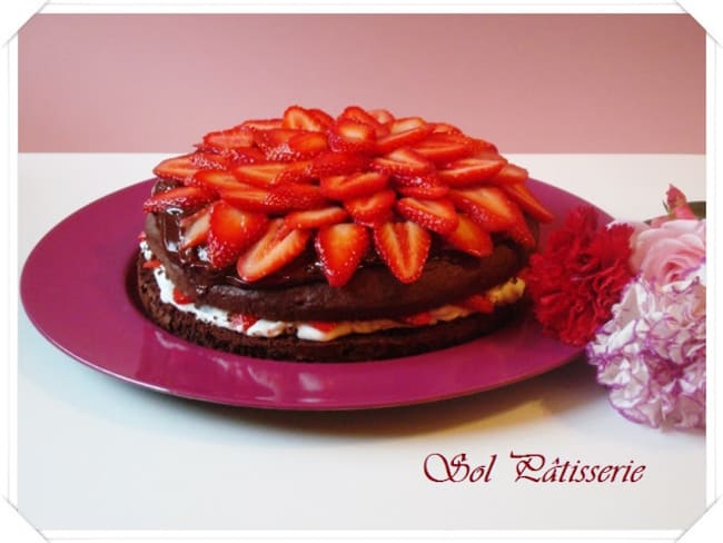 Gâteau au chocolat et aux fraises