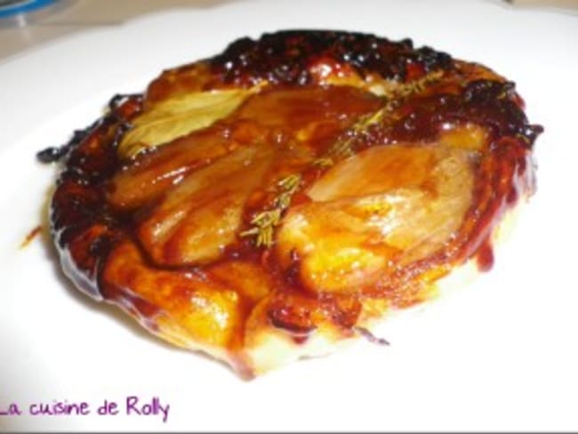 Tarte tatin aux échalotes confites