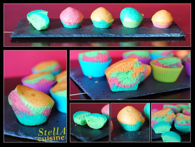 Muffins marbrés multicolores