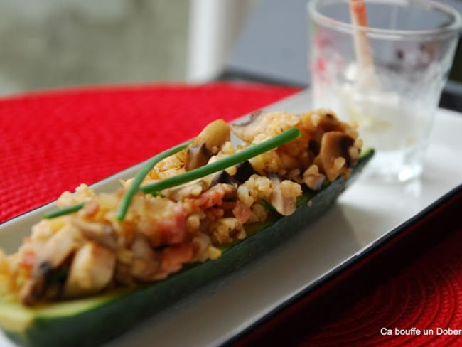 Courgettes farcies aux champignons