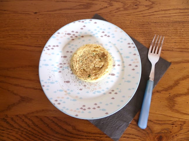 Flan d'asperges, miso et chèvre