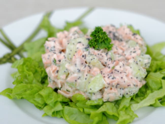 Salade de saumon au concombre et graines de pavot