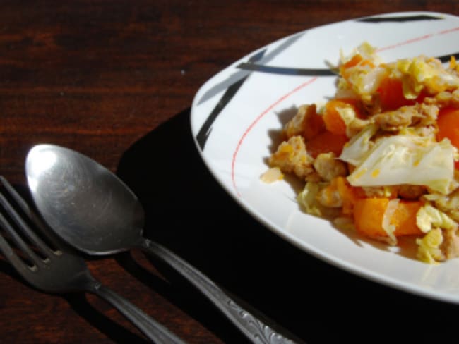 Poêlée de citrouille et chou chinois