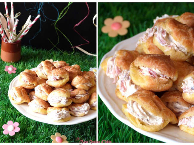 Choux Garnis au Fromage Fouetté Madame Loïk et Jambon espagnol Serrano