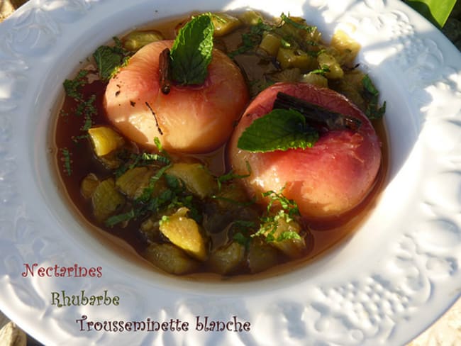 Nage de rhubarbe et nectarines à la Trousseminette