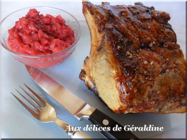 Carré de porc et sa sauce pommes - framboises