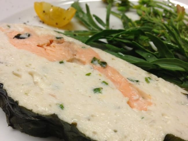 Terrine aux trois poissons en manteau d'oseille