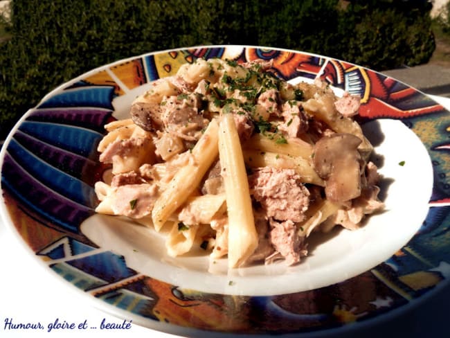 Penne au thon et aux champignons